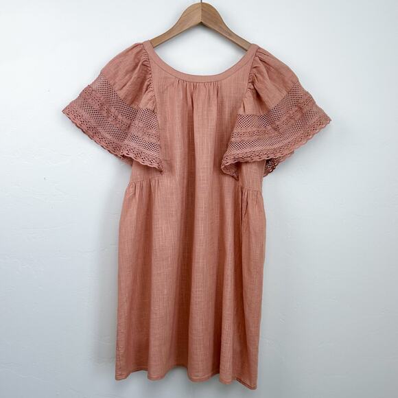 Old Navy Girl's Peachy Pink Cotton Flutter Sleeve Dress NWT - Picture 1 of 9